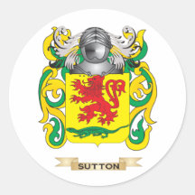 Sutton Coat of Arms (Family Crest) Round Sticker