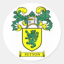 SUTTON Coat of Arms Round Sticker