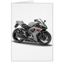 Suzuki GSX-R600 Silver Bike Greeting Cards