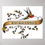 Swallow and Scroll with Backgammon posters