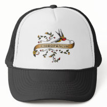 Swallow and Scroll with Chiropractic Trucker Hats