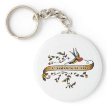 Swallow and Scroll with Chiropractic Key Chain