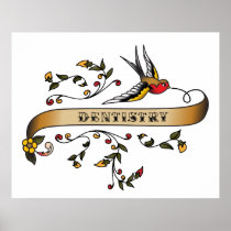 Swallow and Scroll with Dentistry Poster