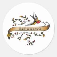 Swallow and Scroll with Reporting Round Sticker
