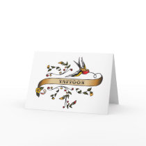 Swallow and Scroll with Tattoos Greeting Cards