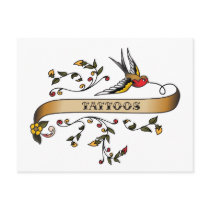 Swallow and Scroll with Tattoos Post Cards