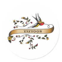 Swallow and Scroll with Tattoos Sticker
