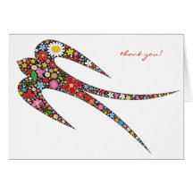 Swallow Spring Flowers Gift / Thank You /Note Card