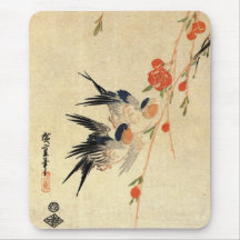Swallows, Peach Blossoms Mousemat Mouse Pad