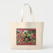 Swallowtail Butterfly Pink Flowers Garden Painting Bags