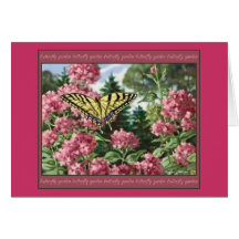 Swallowtail Butterfly Pink Flowers Garden Painting Greeting Cards