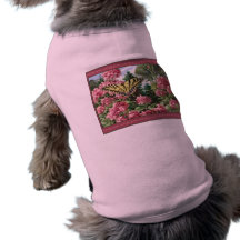 Swallowtail Butterfly Pink Flowers Garden Painting Pet Shirt