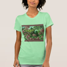 Swallowtail Butterfly Pink Flowers Garden Painting Tees