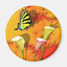 Swallowtails and Lilys Fridge Magnet