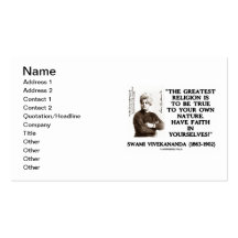 Swami Vivekananda Greatest Religion True To Own Business Card Template