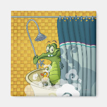 Swampy in the Shower Fridge Magnet