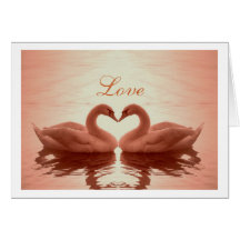 Swan Heart Moire in apricot Greeting Cards