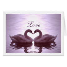 Swan Heart Moire in lilac Greeting Cards