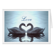 Swan Heart Moire in teal Greeting Card