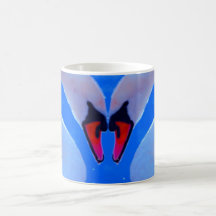 Swan Love, Romantic Heart Shaped Necks Coffee Mugs
