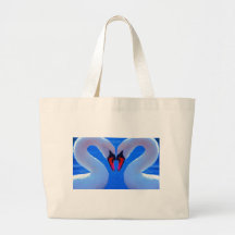 Swan Love, Romantic Heart Shaped Necks Tote Bags