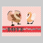Swanky Swans Pink Pokadot Love  Postcard postcards