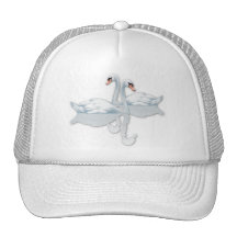 SWANS IN LOVE FOR WEDDINGS MESH HAT