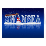 Swansea Christmas Card - Ice Text And Snowman