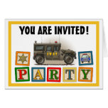 SWAT Team Hummer Police Car Party Invitation Cards