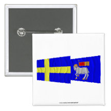 Sweden and Gotlands län waving flags Pin