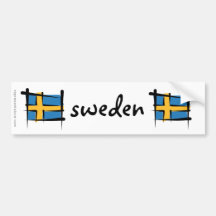 Sweden Brush Flag Bumper Sticker
