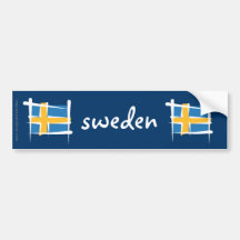 Sweden Brush Flag Bumper Sticker