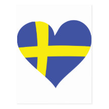 sweden love heart - swedish flag post cards