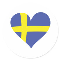 sweden love heart - swedish flag round sticker