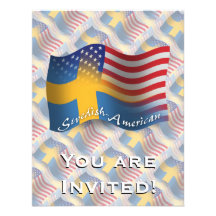Swedish-American Waving Flag Custom Invitations