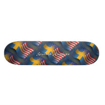 Swedish-American Waving Flag Skate Board