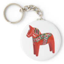 Swedish Dala Horse Keychain