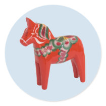 Swedish Dala Horse Round Sticker