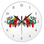Swedish Dala Horse Twins Clocks