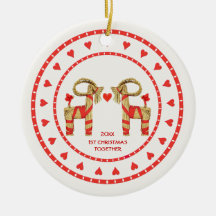 Swedish Straw Goats 1st Christmas Together Dated Christmas Ornaments