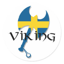 Swedish Viking Sweden flag Axe Round Stickers