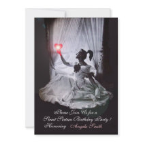 SWEET16 PARTY,RED,BLACK AND WHITE DAMASK PERSONALIZED INVITES