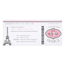 Sweet 16 Birthday Boarding Pass to Paris Invitations