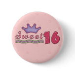 Sweet 16 birthday button with crown