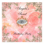 Sweet 16 birthday Invitation Pink Flowers