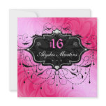 Sweet 16 Birthday Jewel Chandelier Frame PInk 2 invitations
