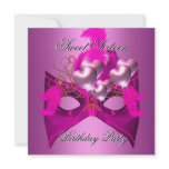 Sweet 16 Birthday Party Pink Mask Balloons Custom Invitations