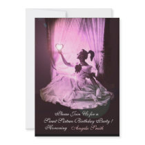 SWEET 16 BIRTHDAY PARTY,PINK PURPLE BLACK DAMASK INVITATIONS