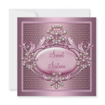 Sweet 16 Birthday Party Satin Pink Pearl Jewel invitations