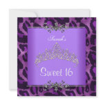 Sweet 16 Birthday Purple Leopard Silver Tiara Invitations